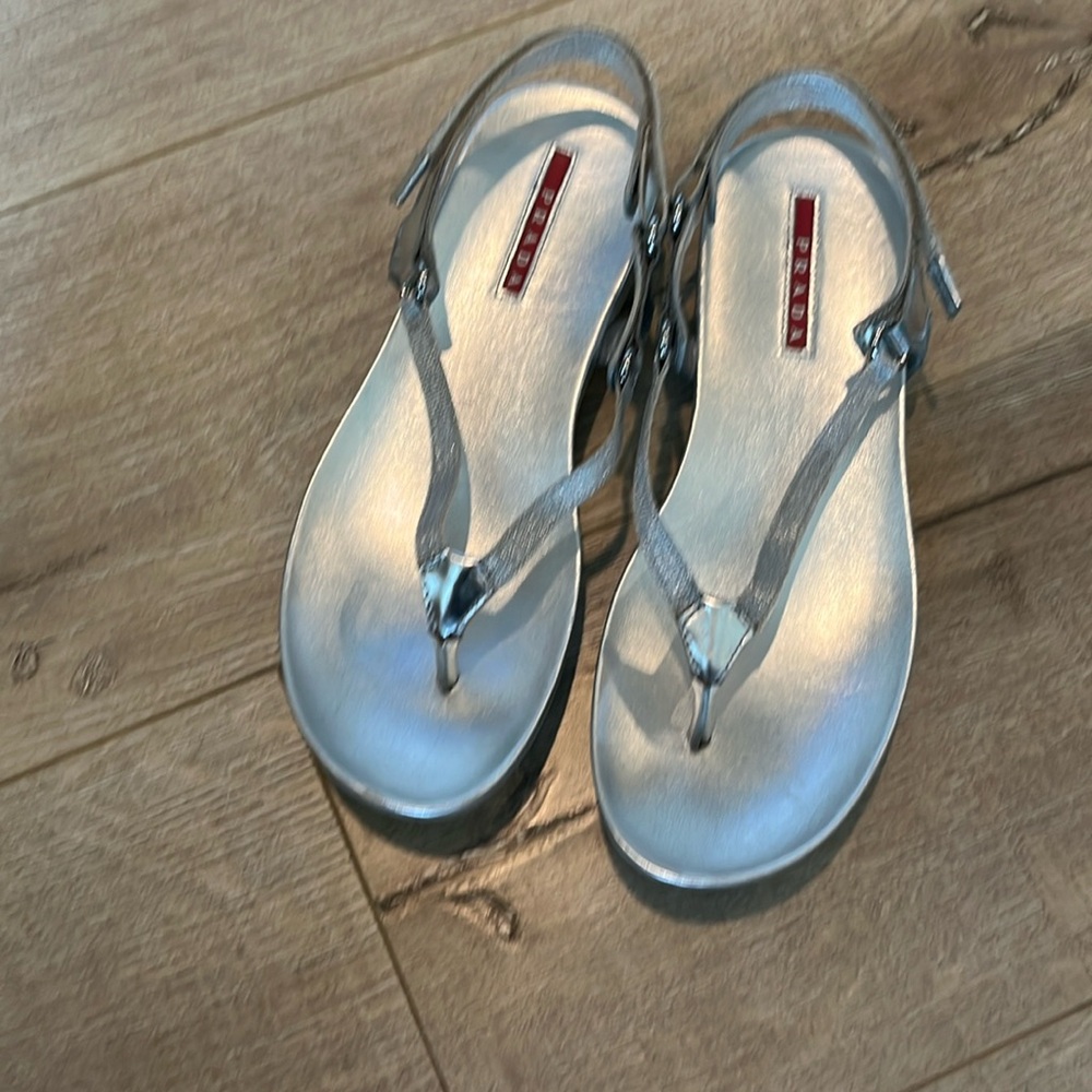 Silver Prada sandals